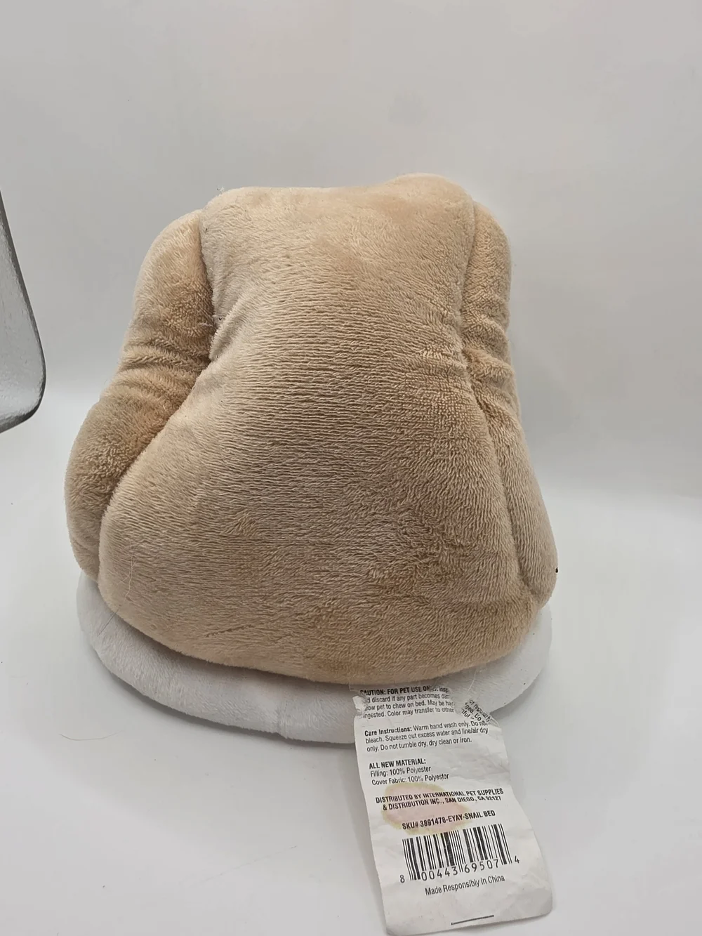 EveryYay Small Animal Tan White Snail Plush Pet Cave Bed